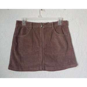 American Eagle Mauve Corduroy Mini Skirt Women 14 Full Zip High Rise Preppy Goth